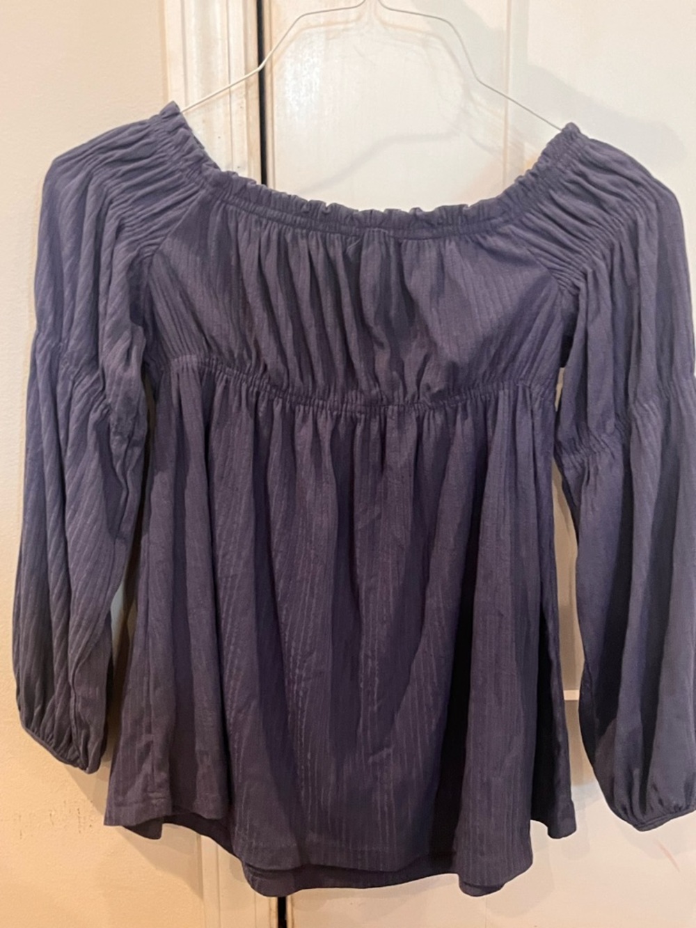 Maurices Navy Blue Off-Shoulder Peasant Tunic